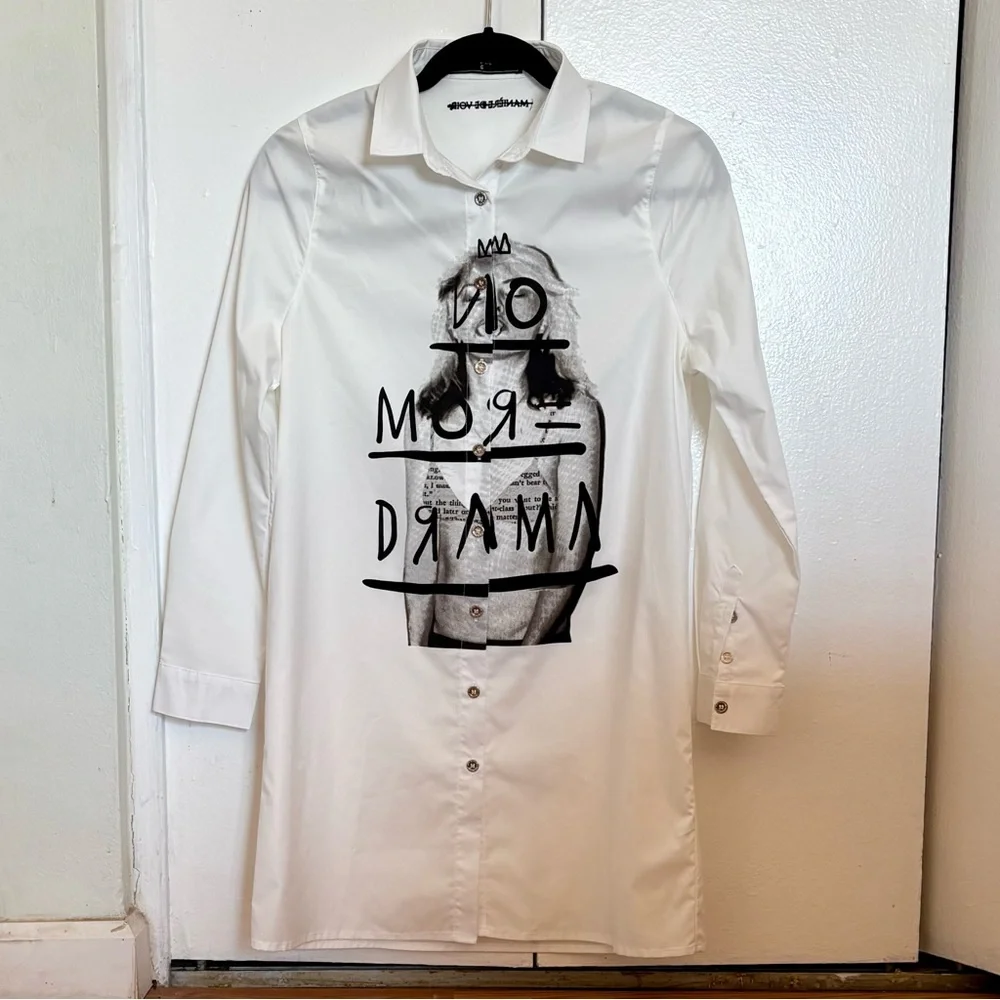 Maniere De Voir Shirt Dress No More Drama Size 6 - Picture 3 of 16